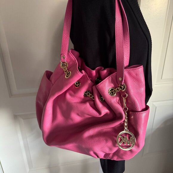 Michael Kors Leather Hobo Bag, Dark Pink, Large - Picture 2 of 5